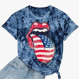 NWOT Red, White & Blue Tongye/Flag Tee